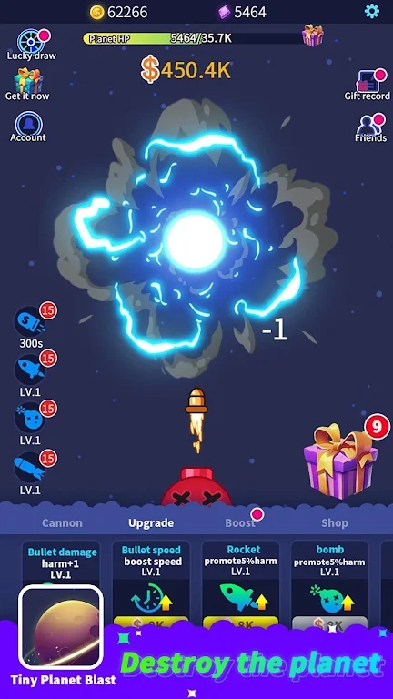 导弹摧毁星球游戏安卓版（Tiny Planet Blast）图1: